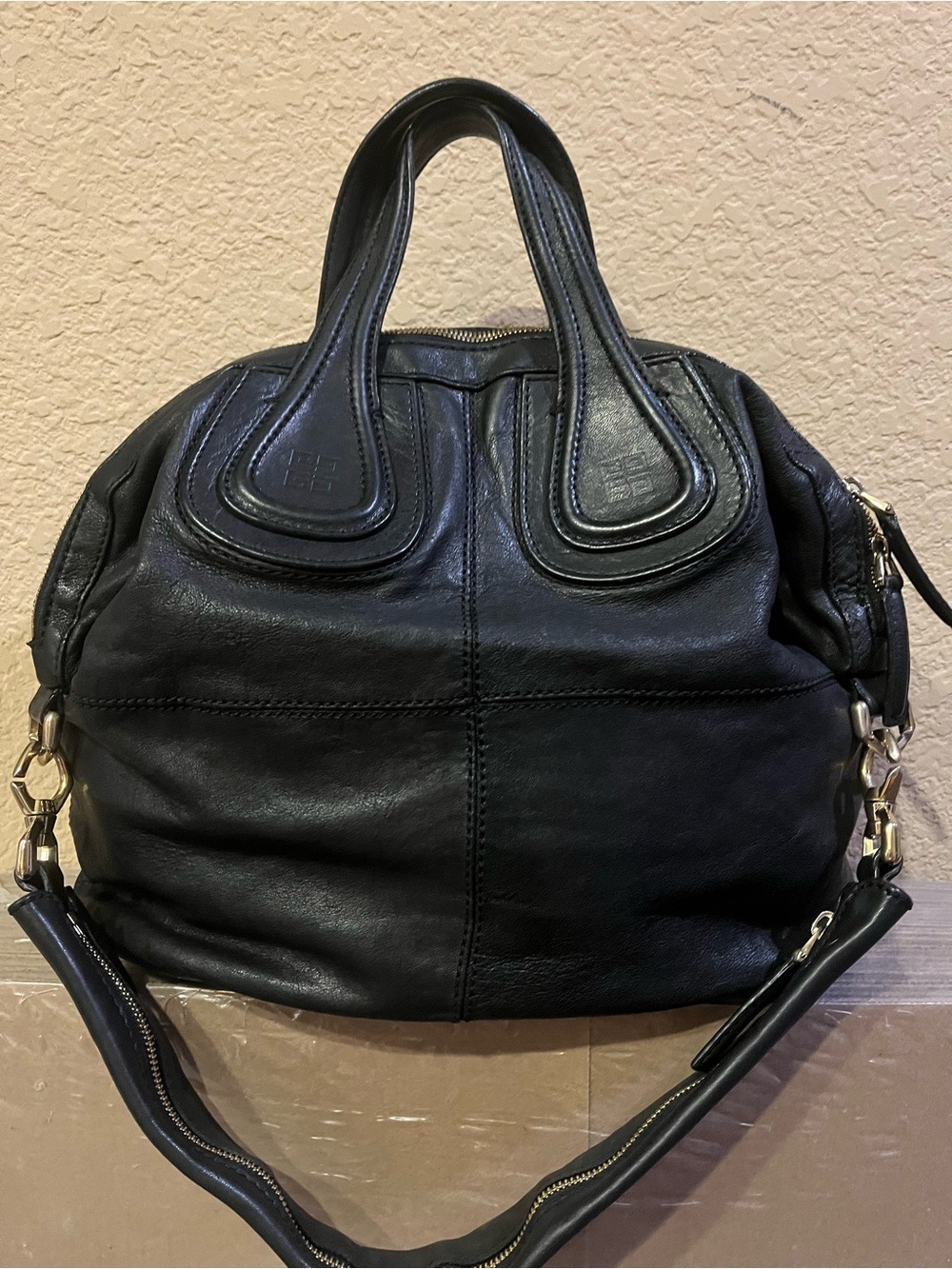 Givenchy Black Leather Nightingale Medium Satchel